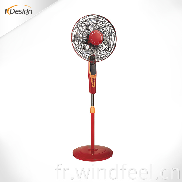 Ventilateur sur pied puissant et bon marché rouge 16 pouces ventilateurs sur pied à lame en plastique sans bruit pour maison avec minuterie et télécommande